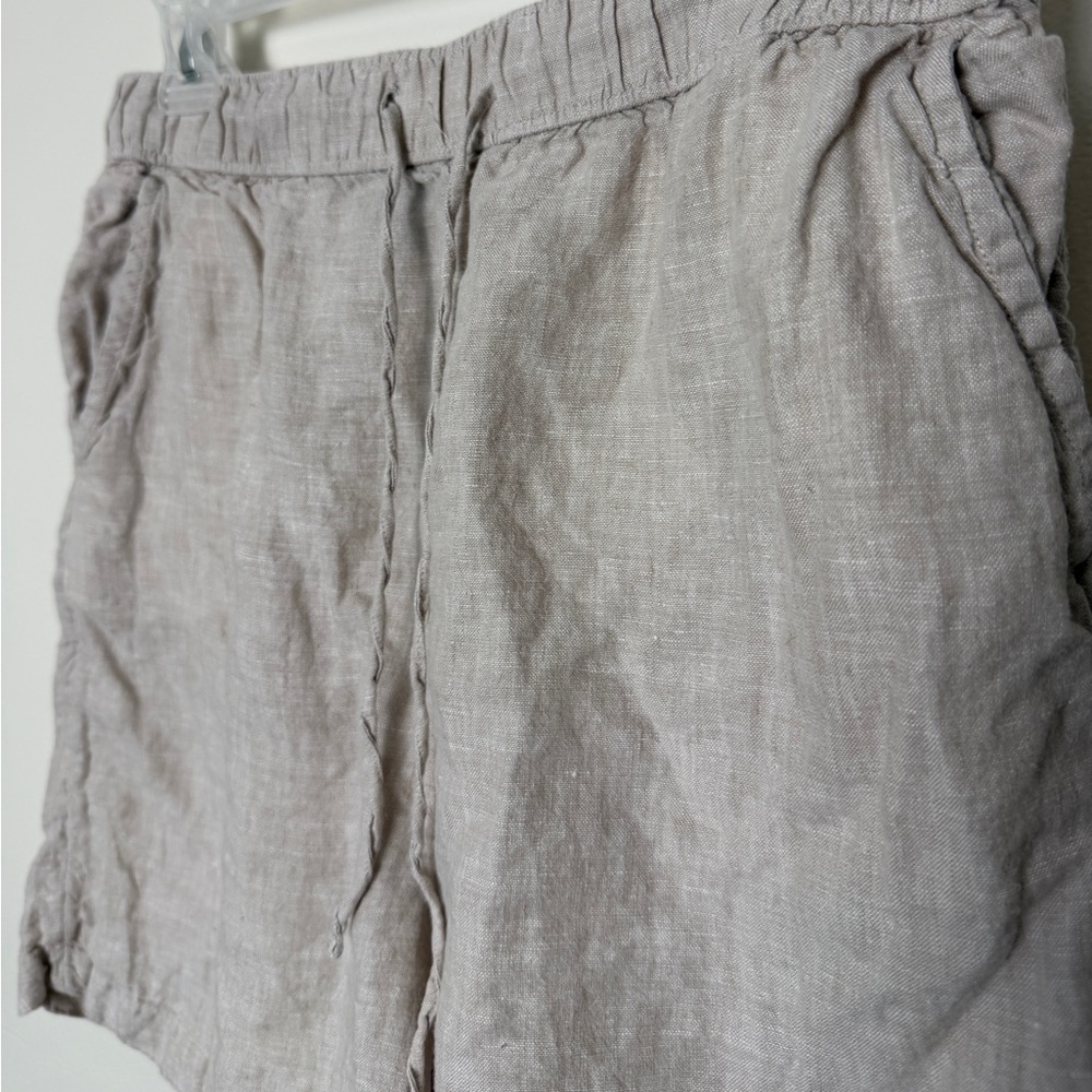 Tahari natural oat drawstring shorts 100% linen with pockets size medium - Picture 8 of 8